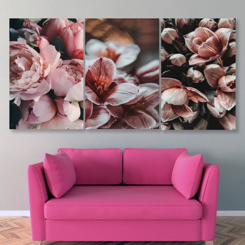 Marktna Three modern canvas paintings with a hollow frame, measuring (120×60), three pieces - Image 1