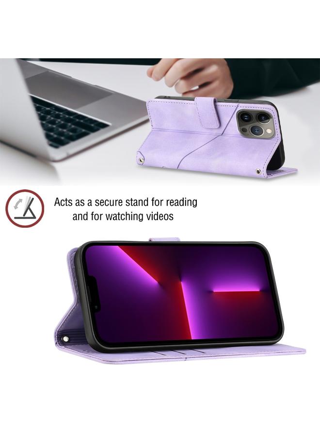 Zaboon Case For iPhone 13 Pro Max Skin-feel Embossed Leather Phone Case - Image 5