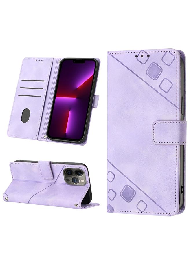 Zaboon Case For iPhone 13 Pro Max Skin-feel Embossed Leather Phone Case - Image 1