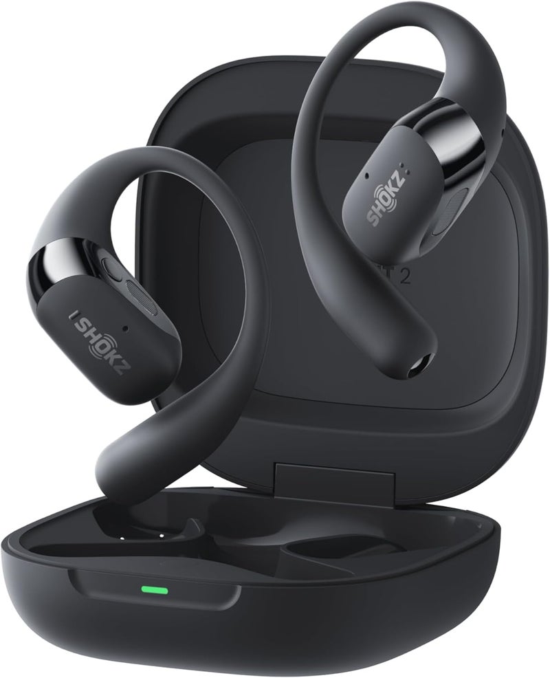شوكز Shokz NEW OpenFit 2+ Open-Ear Headphones, Dolby Audio Enabled, Comfortable Earbuds with Soft Ear Hooks, 48H Playtime, IP55 Water-Resistant, USB-C Fast Charging, Wireless Charging, Carrying Bag, Black black - Image 1