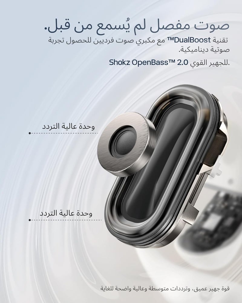 شوكز Shokz NEW OpenFit 2+ Open-Ear Headphones, Dolby Audio Enabled, Comfortable Earbuds with Soft Ear Hooks, 48H Playtime, IP55 Water-Resistant, USB-C Fast Charging, Wireless Charging, Carrying Bag, Black black - Image 3