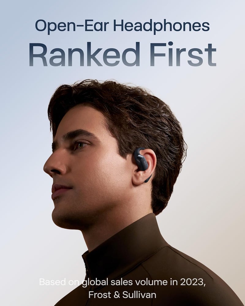 شوكز Shokz NEW OpenFit 2+ Open-Ear Headphones, Dolby Audio Enabled, Comfortable Earbuds with Soft Ear Hooks, 48H Playtime, IP55 Water-Resistant, USB-C Fast Charging, Wireless Charging, Carrying Bag, Black black - Image 2