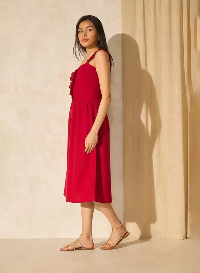 فيرجيو VIRGIO Linen Midi Dress
