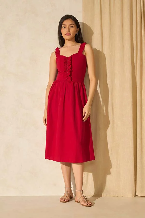فيرجيو VIRGIO Linen Midi Dress