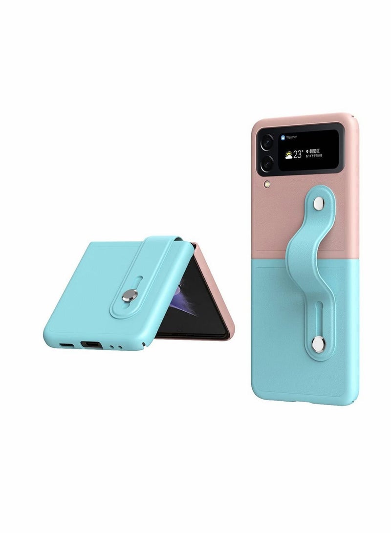 Y&D Case for Samsung Galaxy Z Flip 4 (Z Flip4 5G), Ultra Thin Premium PC Matte Finish Anti-Scratch Cover, Silky Touch Feeling Phone with Retractable Stand Strap (Pink/blue) - Image 1