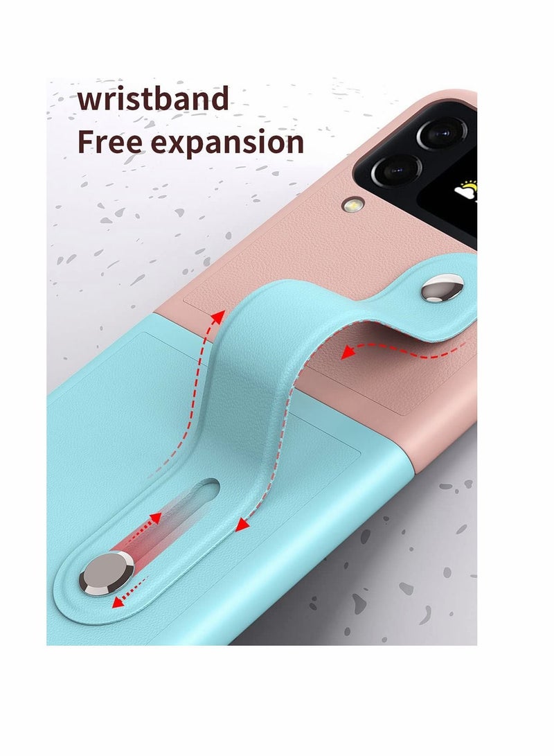 Y&D Case for Samsung Galaxy Z Flip 4 (Z Flip4 5G), Ultra Thin Premium PC Matte Finish Anti-Scratch Cover, Silky Touch Feeling Phone with Retractable Stand Strap (Pink/blue) - Image 4