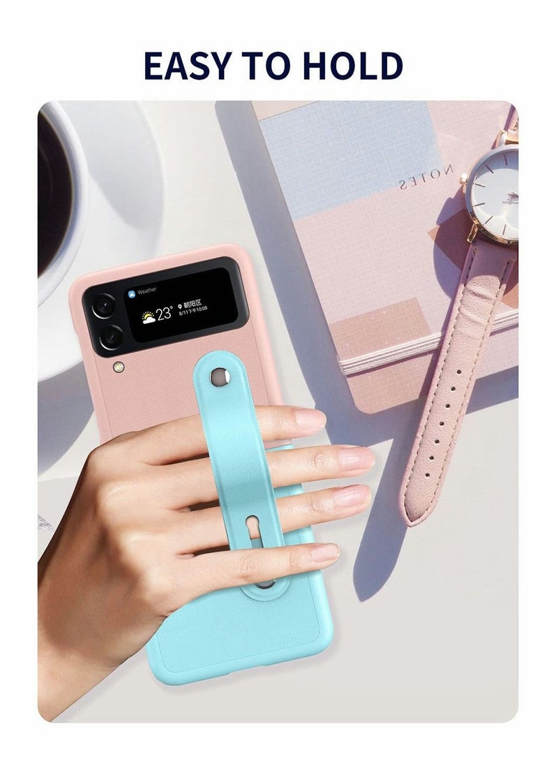 Y&D Case for Samsung Galaxy Z Flip 4 (Z Flip4 5G), Ultra Thin Premium PC Matte Finish Anti-Scratch Cover, Silky Touch Feeling Phone with Retractable Stand Strap (Pink/blue) - Image 3