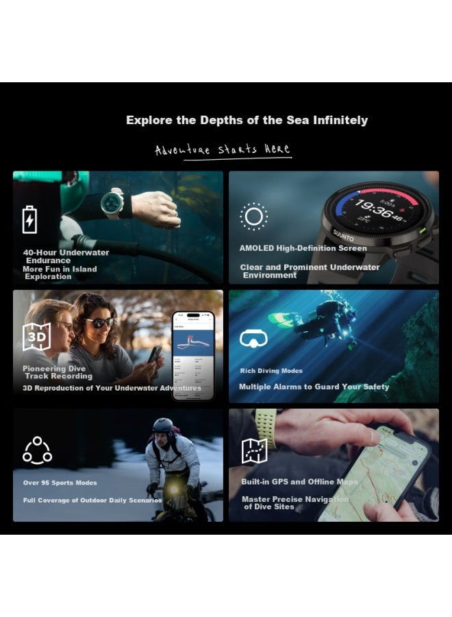 Suunto Ocean Multifunctional Diving Watch, Heart Rate And Blood Oxygen Monitoring, Swimming And Outdoor Sports Watch, Birthday Gift, Steel Obsidian Black - Image 1
