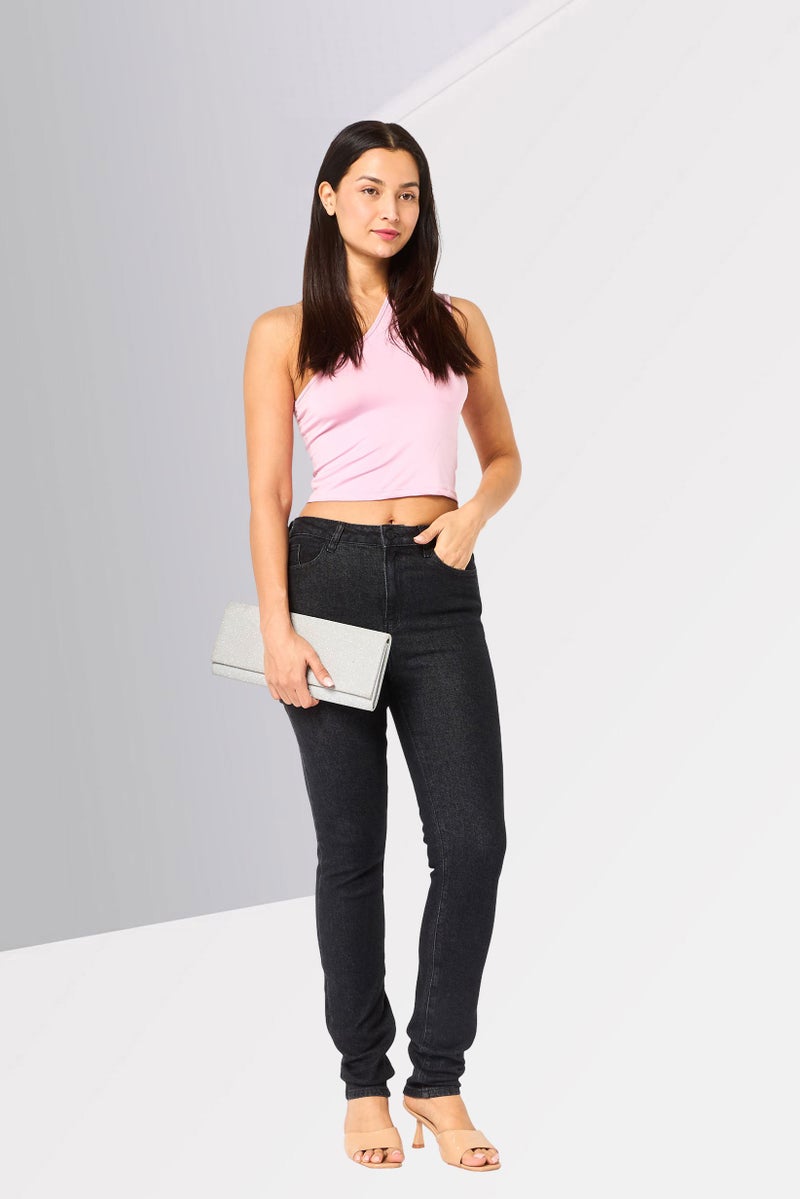 Karl Lagerfeld Women Regular Fit Washed Stretchable Jeans, Black - Image 2