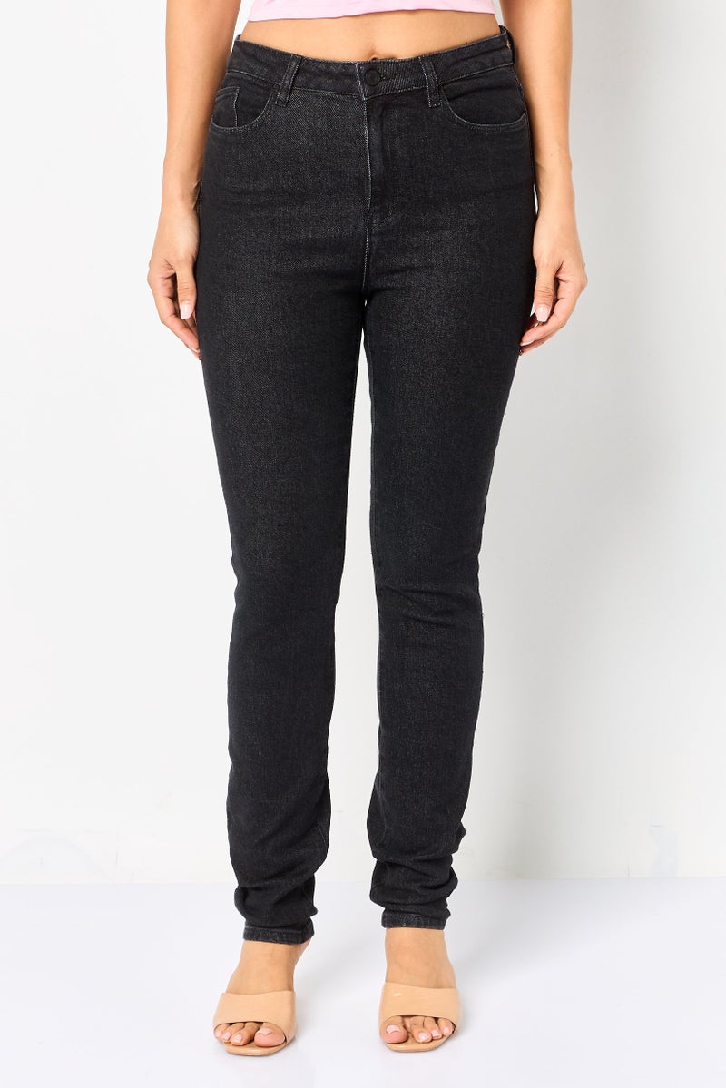 Karl Lagerfeld Women Regular Fit Washed Stretchable Jeans, Black - Image 1
