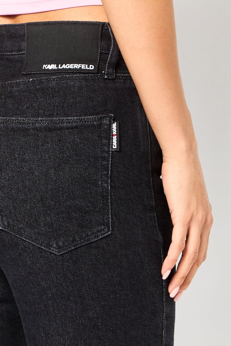 Karl Lagerfeld Women Regular Fit Washed Stretchable Jeans, Black - Image 3