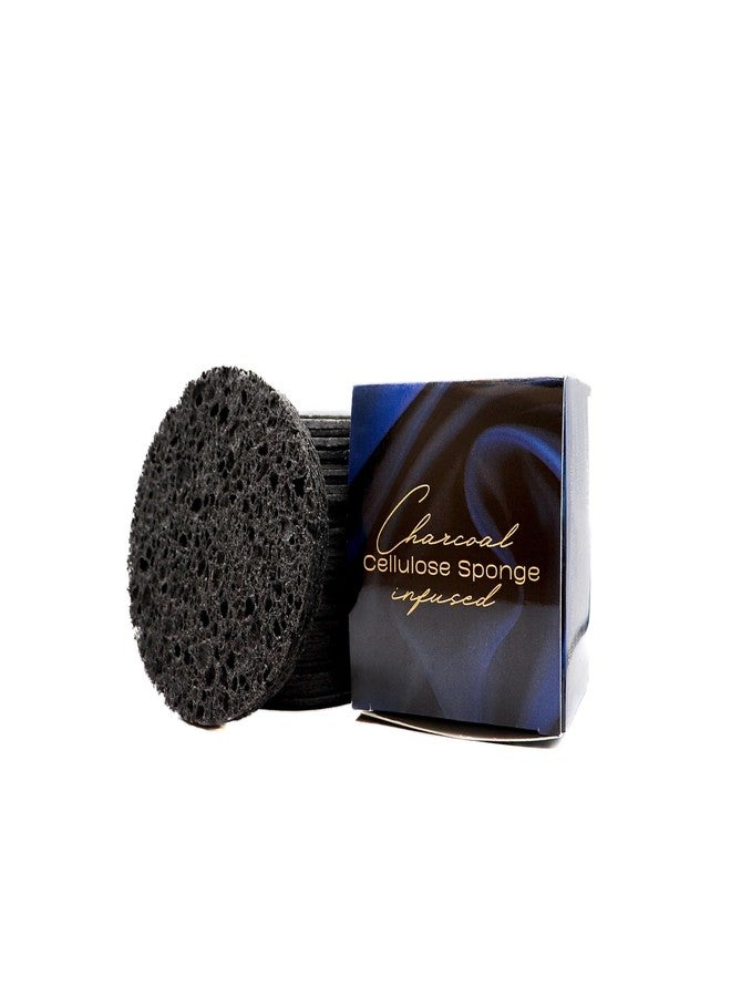 Facial cleansing sponge, 50-Count Bamboo Charcoal-Infused Compressed Cellulose Sponges, 100% Natural Wood Pulp, Biodegradable Exfoliating Spa Sponge, Makeup Remover, Anti-Bacterial - Image 1