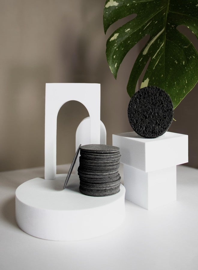 Facial cleansing sponge, 50-Count Bamboo Charcoal-Infused Compressed Cellulose Sponges, 100% Natural Wood Pulp, Biodegradable Exfoliating Spa Sponge, Makeup Remover, Anti-Bacterial - Image 3