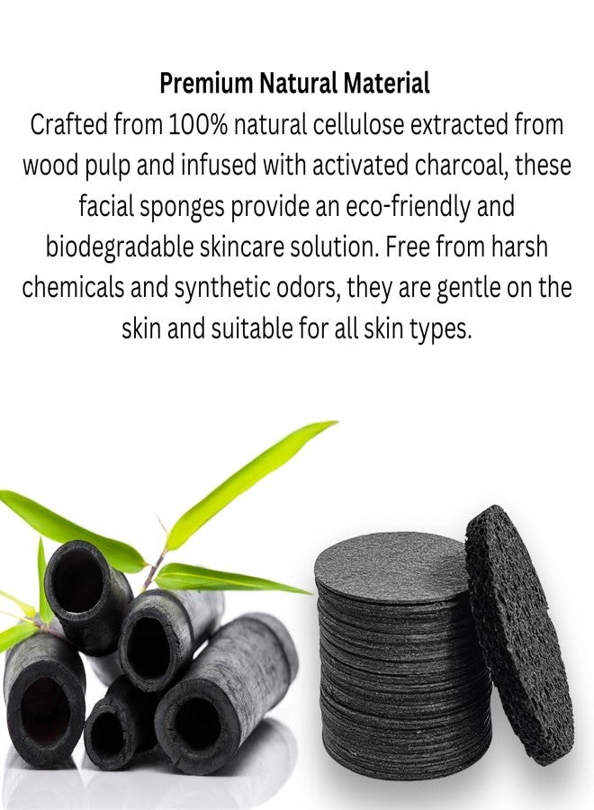 Facial cleansing sponge, 50-Count Bamboo Charcoal-Infused Compressed Cellulose Sponges, 100% Natural Wood Pulp, Biodegradable Exfoliating Spa Sponge, Makeup Remover, Anti-Bacterial - Image 5