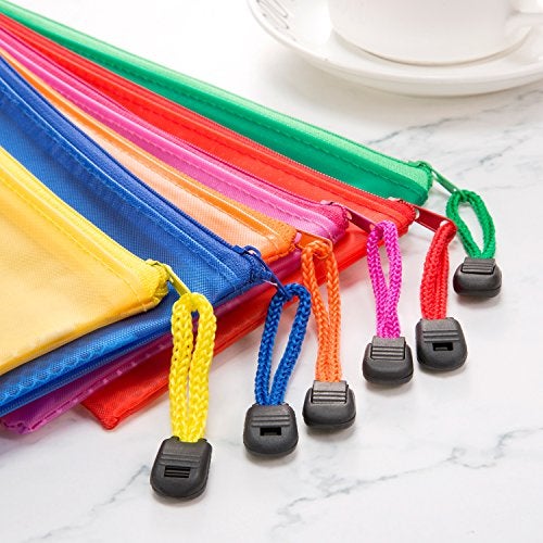 Bememo 12 Pcs Mesh Zipper Pouch Bags Pencil Pouch Zipper File Bags Waterproof Plastic Double Layer for Pen Cosmetics Office Supplies Travel Accessories 6 Colors - Image 3
