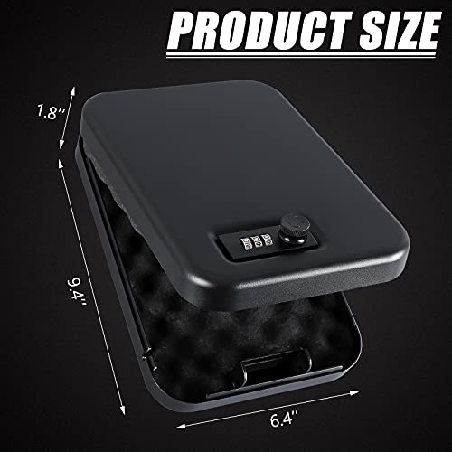 Dalmbox Portable Gun Safe for Pistols with Combination Lock Handgun Lock Box for Nightstand, Travel , Home, Car, Truck (9.4"X 6.4" X 1.8") - Image 2