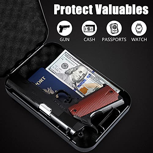 Dalmbox Portable Gun Safe for Pistols with Combination Lock Handgun Lock Box for Nightstand, Travel , Home, Car, Truck (9.4"X 6.4" X 1.8") - Image 4