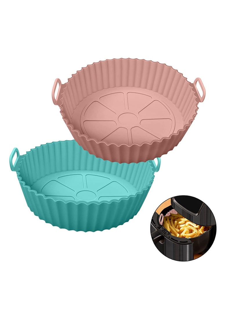 MahMir - MahMir® Silicon Air Fryer Liner 2 Pcs Non-Stick Reusable Air Fryer Liners - Replacement for Flammable Parchment Liner Paper - Baking Pan Air Fryer – Food safe Fryers Basket Oven Accessories - Image 1