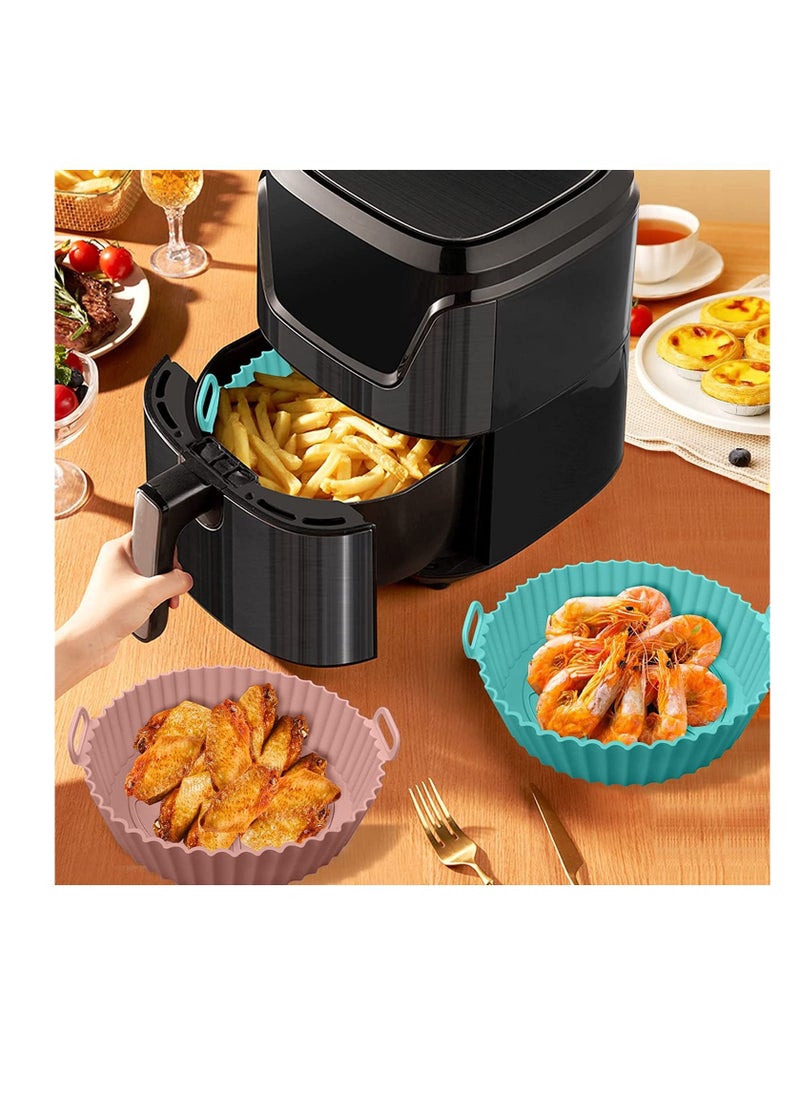 MahMir - MahMir® Silicon Air Fryer Liner 2 Pcs Non-Stick Reusable Air Fryer Liners - Replacement for Flammable Parchment Liner Paper - Baking Pan Air Fryer – Food safe Fryers Basket Oven Accessories - Image 1
