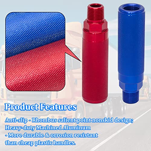 YiaChuii Glad Hand Grips, 2 Pack Aluminum Red/Blue Gladhand Handles Glad Hand Extension Handles for Semi Trucks Trailers - Image 3