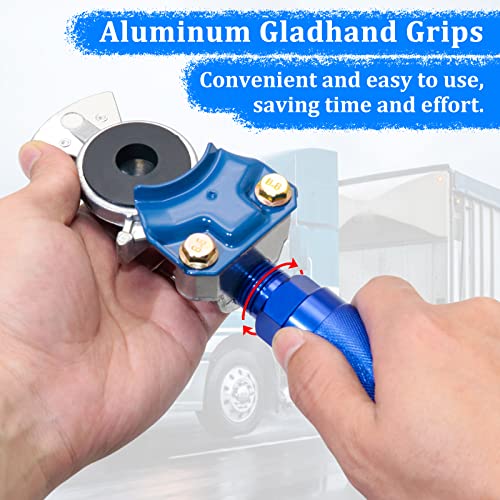 YiaChuii Glad Hand Grips, 2 Pack Aluminum Red/Blue Gladhand Handles Glad Hand Extension Handles for Semi Trucks Trailers - Image 5