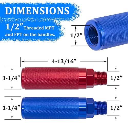 YiaChuii Glad Hand Grips, 2 Pack Aluminum Red/Blue Gladhand Handles Glad Hand Extension Handles for Semi Trucks Trailers - Image 2