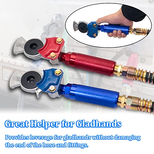 YiaChuii Glad Hand Grips, 2 Pack Aluminum Red/Blue Gladhand Handles Glad Hand Extension Handles for Semi Trucks Trailers - Image 4