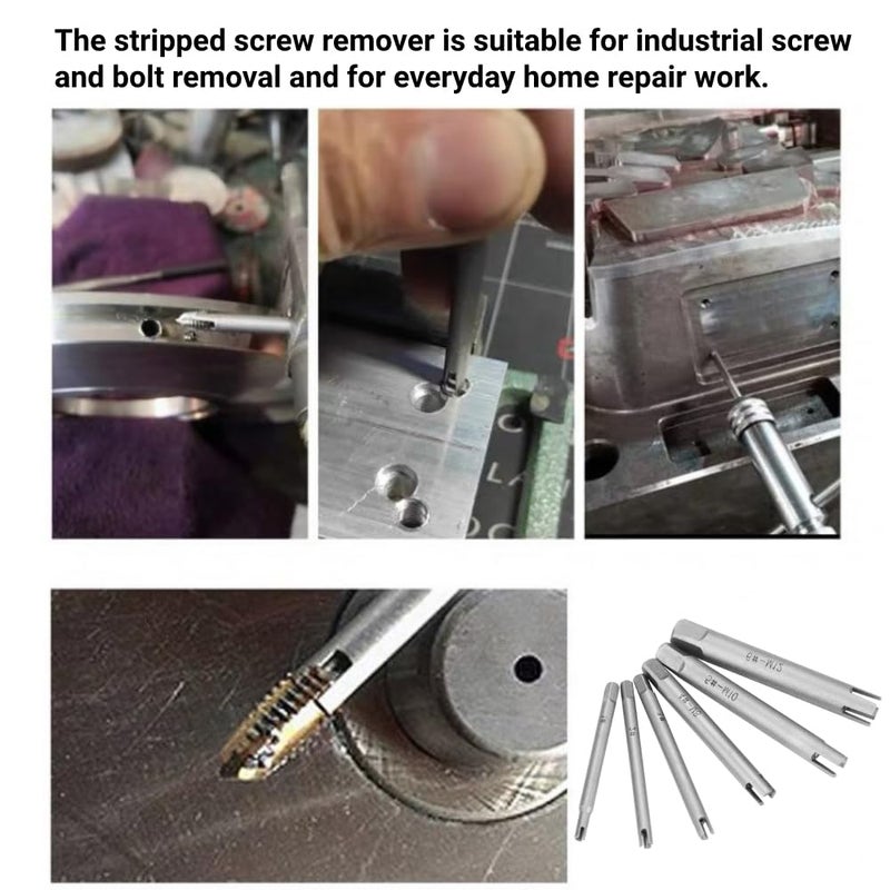 LiebeWH Steel Broken Head Taps Extractor, Screw Remover Stripped Screw Tap Extractor Set for Everyday Home Repair Work(6 Pcs) - Image 5