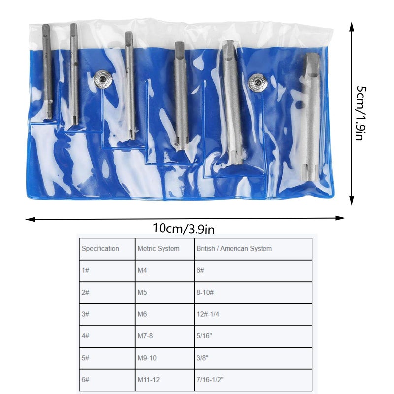 LiebeWH Steel Broken Head Taps Extractor, Screw Remover Stripped Screw Tap Extractor Set for Everyday Home Repair Work(6 Pcs) - Image 2