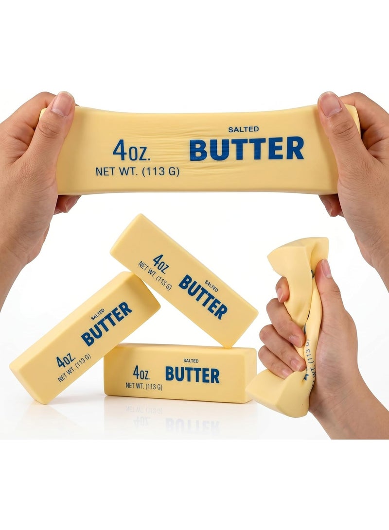 أرجت Butter Squishy Toy Pack of 3 – Slow Rise Realistic Salted Butter Stick Stress Relief Fidget Squishies for Kids & Adults, Soft TPR Sensory Squeeze Toy Gift, 4oz Each - Image 1
