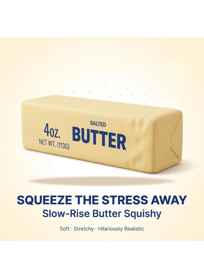 أرجت Butter Squishy Toy Pack of 3 – Slow Rise Realistic Salted Butter Stick Stress Relief Fidget Squishies for Kids & Adults, Soft TPR Sensory Squeeze Toy Gift, 4oz Each - Image 2