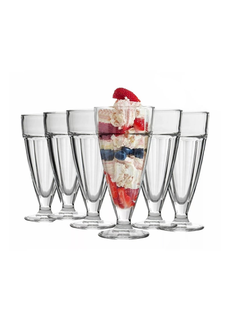 Ice Cream Glass - 6 Pack - 300ml | Old Fashioned Soda Glasses, Fountain Classic Glass for Ice Cream | Great for Juice, Tropical Drinks, Party | Smoothies, Milk Shakes - Image 1