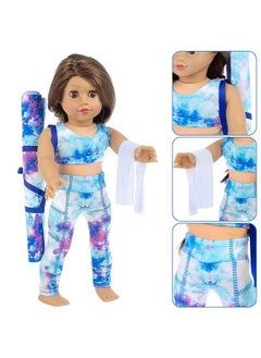 Ecore Fun 3 Items 18 Inch Doll Clothes Yoga Pilates Sports Clothes Gymnastics Yoga Exercise Outfit Sets Includes Vest Suit, Yoga Mat And Towel  - Image 4