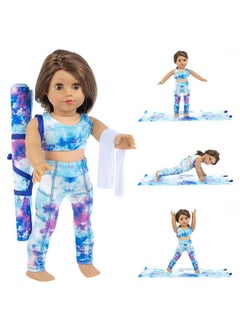 Ecore Fun 3 Items 18 Inch Doll Clothes Yoga Pilates Sports Clothes Gymnastics Yoga Exercise Outfit Sets Includes Vest Suit, Yoga Mat And Towel  - Image 2