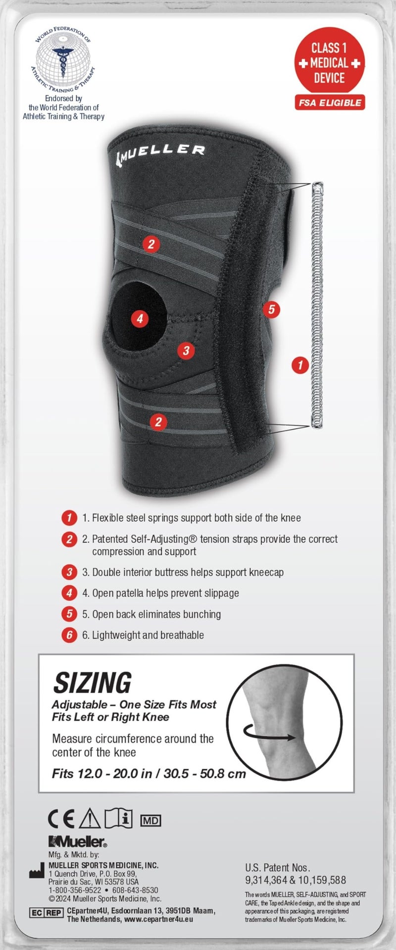 MUELLER Sports Medicine Self Adjusting Knee Stabilizer, Knee Pain Relief Support for Men and Women, Ideal for Arthritis, Sprains, Black, One Size - Image 5