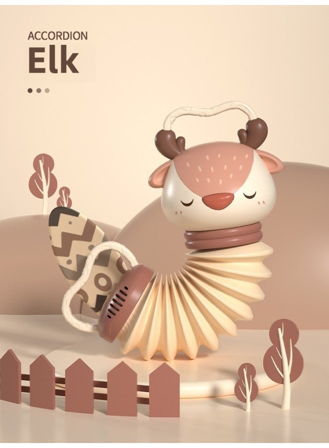 Elk Accordion Baby's Hand-held Soothing Toy Early Education Educational Simulation Musical Instrument Music 1-3 Years Old Exercise Small Hands-Color:Elk [pion/music/ring Paper] Opp Bag - Image 1
