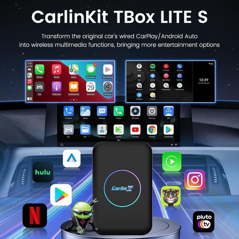 كار لينكيت Carlinkit Tbox LITE S (ترقية)، صندوق أندرويد ذكي فائق 4 في 1 مع إخراج HDMI وسعة 4+32 جيجابايت، يأتي مع متجر Google Play / Netflix / يوتيوب لنظام الترفيه في السيارة، معتمد من Google GMS - Image 2