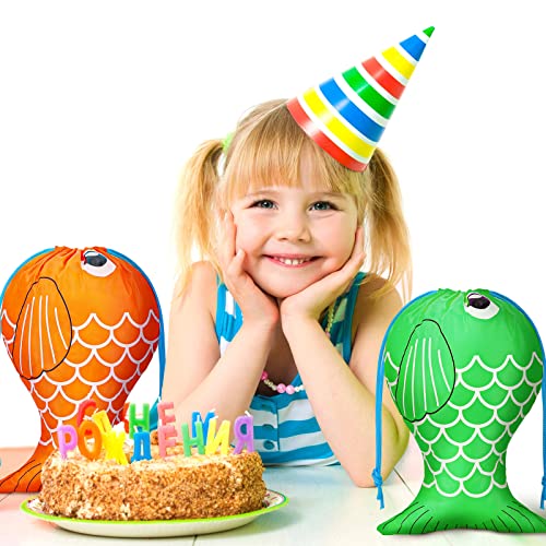 Shappy Fishing Party Favor Drawstring Bags Fish Themed Gift for Little Fisherman Candy Goody Treat Bag for Kids Girl Boy Cute 24 Pieces - Image 3