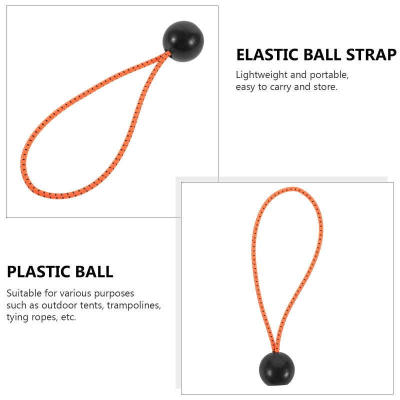 Orange Black Dot Elastic Bungee Cords with Plastic Balls 6 Inch Tent Tie Down Ropes for Camping Outdoor Canopy - Image 4