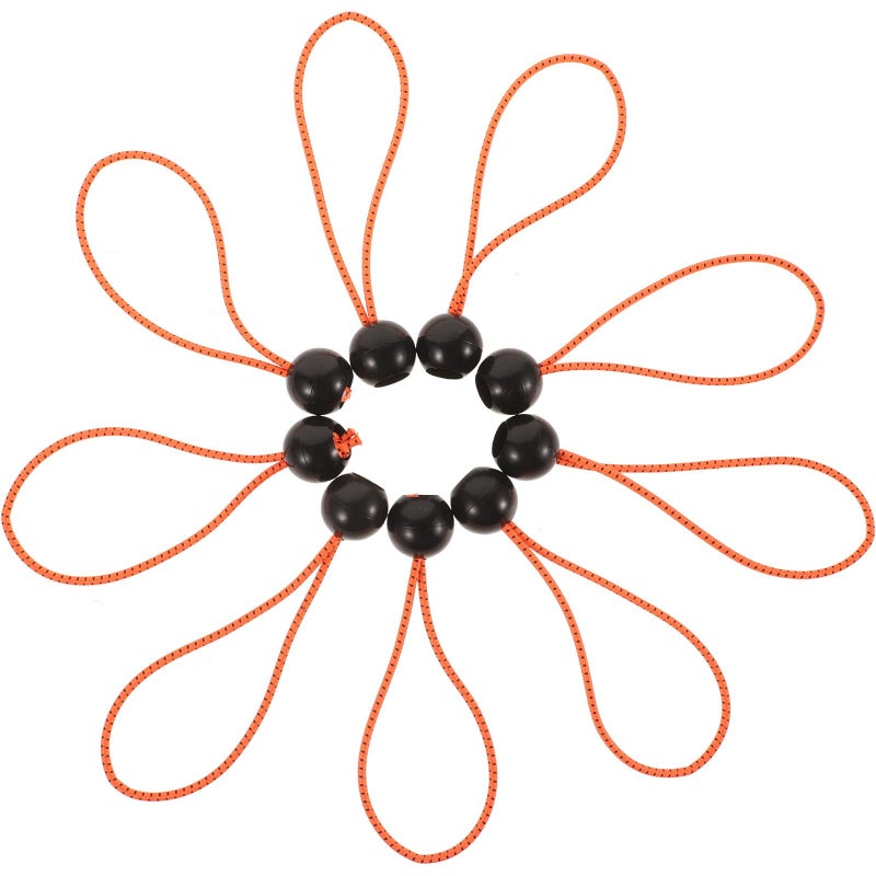 Orange Black Dot Elastic Bungee Cords with Plastic Balls 6 Inch Tent Tie Down Ropes for Camping Outdoor Canopy - Image 2