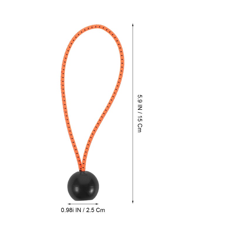 Orange Black Dot Elastic Bungee Cords with Plastic Balls 6 Inch Tent Tie Down Ropes for Camping Outdoor Canopy - Image 3