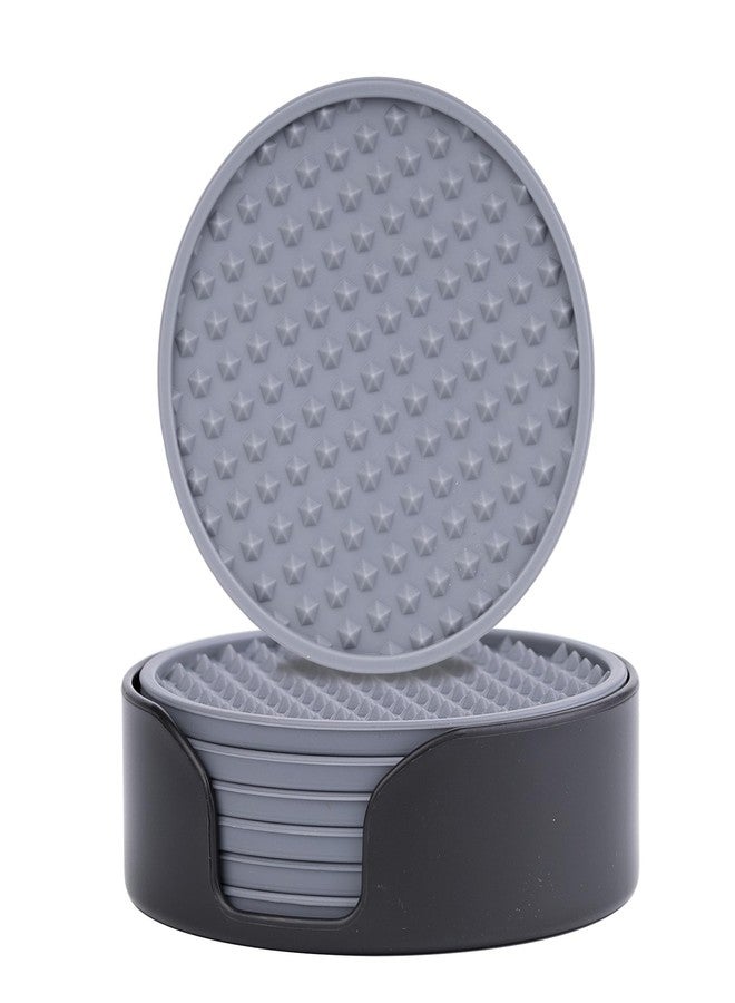 Ortarco 6 Pack Drink Coasters with Holder, Silicone Cup Mat for Hot or Cold Drinks, Non-Slip, Non-Stick - Image 1