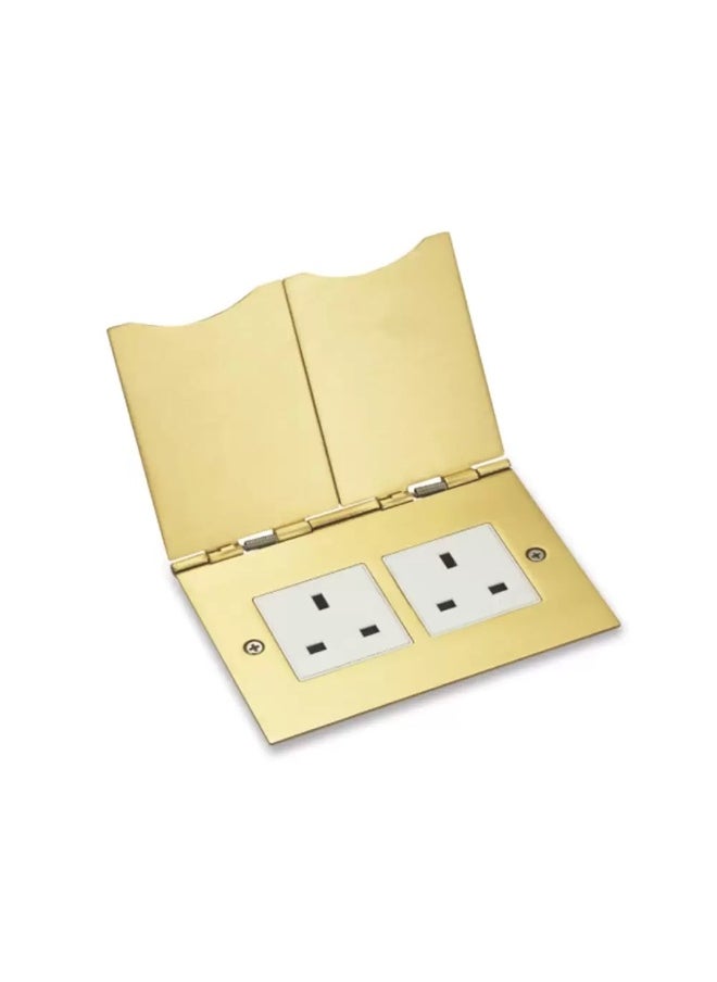 Elitco Elitco - 4 Modules Open Type Floor Socket 2x13A 100-240V, Brass Alloy Outlet with British Standard Socket, Larger Capacity for the Modules, Compact & Stylish Design, Golden Color 