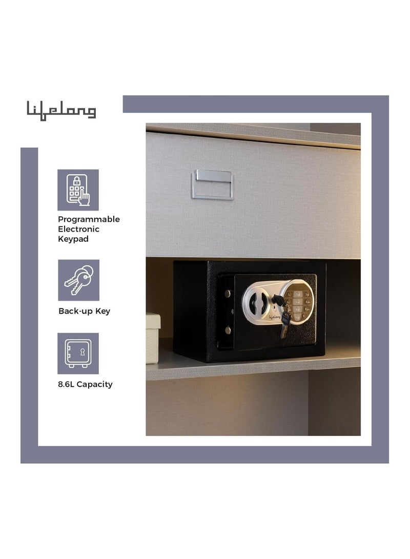 Lifelong 8.6L Small Digital Safe Locker Box For Home & Office | Inbuilt LED Light | Essential Smart Home Locker for Gold, Jewellery, Cash | Tijori Box | Wardrobe Compatible, 1 Yr Warranty, Black - Image 3