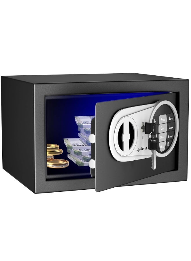 Lifelong 8.6L Small Digital Safe Locker Box For Home & Office | Inbuilt LED Light | Essential Smart Home Locker for Gold, Jewellery, Cash | Tijori Box | Wardrobe Compatible, 1 Yr Warranty, Black - Image 1