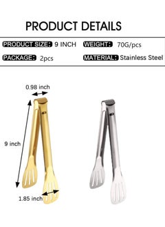 2 PCS Serving Tongs Gold and Silver Tongs, 9 Inch Serving Utensils Stainless Steel Serving Tongs for Salad Buffet Appetizer Dessert Tong for Food Parties (2, Gold and Silver) - pzsku/Z7320686C8C759C3ACDC4Z/45/_/1734928535/970ab165-a7c8-4d72-8392-ce5172980d0b