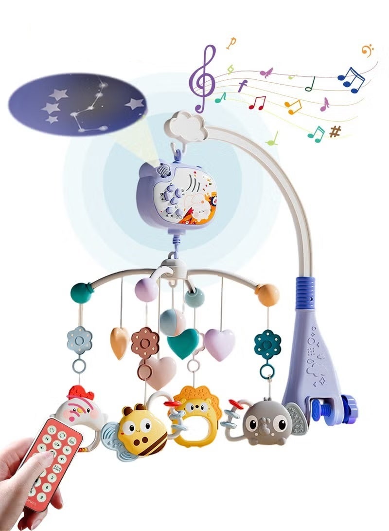 Soofam Remote-controlled rotating alarm toy, baby toy with projection and music functions, 360-degree rotation, comfortable baby crib bell, for lulling children to sleep (battery included) - Image 1