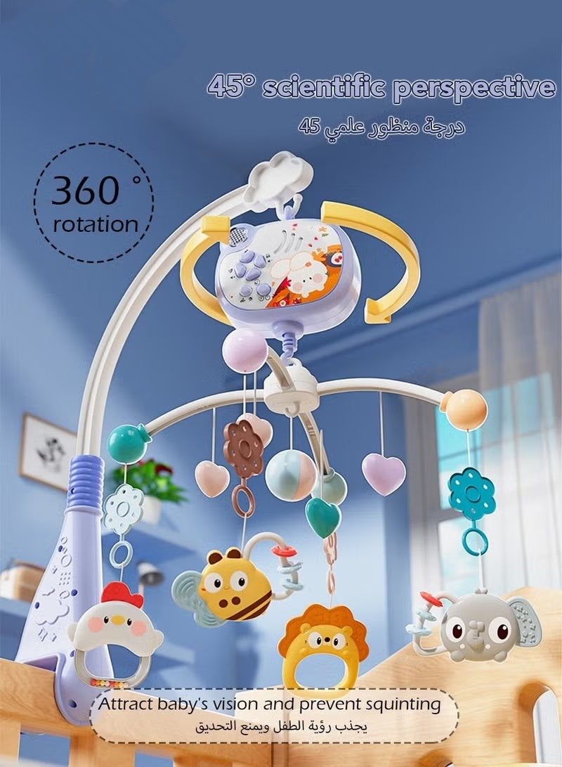 Soofam Remote-controlled rotating alarm toy, baby toy with projection and music functions, 360-degree rotation, comfortable baby crib bell, for lulling children to sleep (battery included) - Image 4