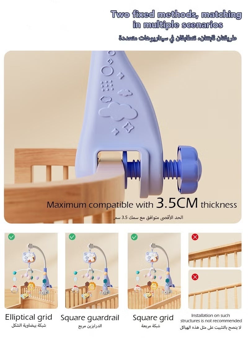 Soofam Remote-controlled rotating alarm toy, baby toy with projection and music functions, 360-degree rotation, comfortable baby crib bell, for lulling children to sleep (battery included) - Image 2