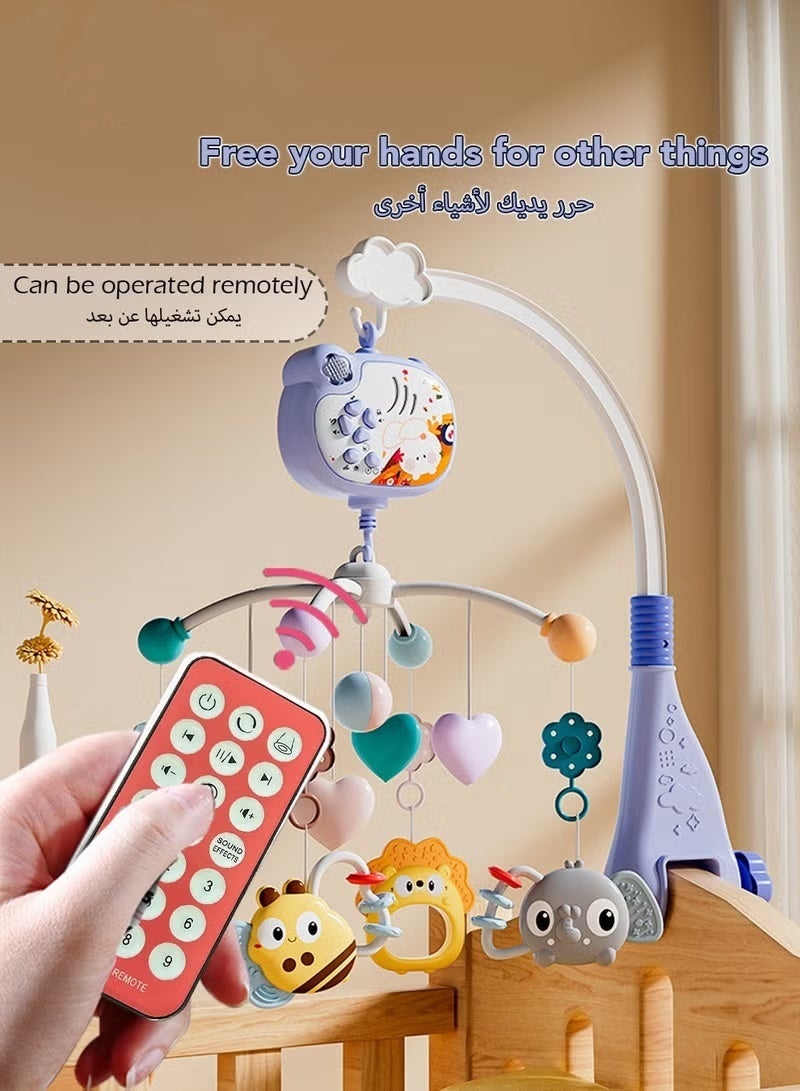 Soofam Remote-controlled rotating alarm toy, baby toy with projection and music functions, 360-degree rotation, comfortable baby crib bell, for lulling children to sleep (battery included) - Image 3